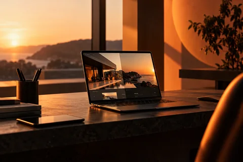 Prezentacja marki w internecie na ekranie laptopa